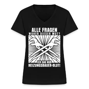 Heizungsbau Heizungsbauer - Frauen-T-Shirt mit V-Ausschnitt - Schwarz - Vorne - Lela (165cm)