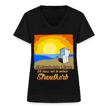 Strandkorb Ostsee Nordsee Strandkörbe - Frauen-T-Shirt mit V-Ausschnitt - Schwarz - Vorne - Lela (165cm)