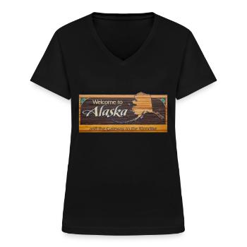 Alaska - Frauen-T-Shirt mit V-Ausschnitt - Schwarz - Vorne - Lela (165cm)