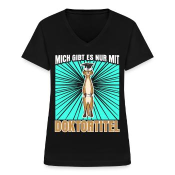 Doktortitel Erdmännchen Doktorarbeit - Frauen-T-Shirt mit V-Ausschnitt - Schwarz - Vorne - Lela (165cm)
