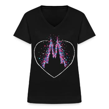 Kölner Dom Viva Colonia Köln Cologne Karneval - Frauen-T-Shirt mit V-Ausschnitt - Schwarz - Vorne - Lela (165cm)