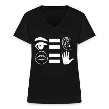 Sourds sourds-muets sourds sourds - T-shirt col V Femme - noir - Devant - Lela (165cm)