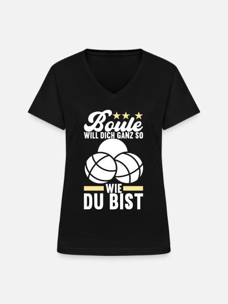 Boule Boulespieler - Frauen-T-Shirt mit V-Ausschnitt - Schwarz