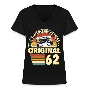 60. Geburtstag Jahrgang 1962 Original 1962 - Frauen-T-Shirt mit V-Ausschnitt - Schwarz - Vorne - Lela (165cm)
