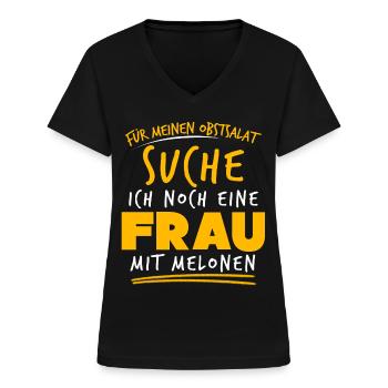 Single Mann Anmachspruch Alleinstehend - Frauen-T-Shirt mit V-Ausschnitt - Schwarz - Vorne - Lela (165cm)