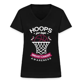 Basketballkörbe Für Brustkrebsbewusstsein Zu Hause - Frauen-T-Shirt mit V-Ausschnitt - Schwarz - Vorne - Lela (165cm)