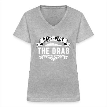 Race-pect the Drag Boat Racing - Frauen-T-Shirt mit V-Ausschnitt - Grau meliert - Vorne - Lela (165cm)