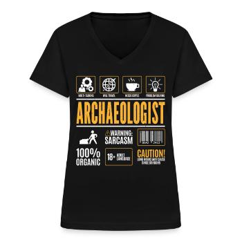 Archäologen-fakten Ägyptische - Frauen-T-Shirt mit V-Ausschnitt - Schwarz - Vorne - Lela (165cm)