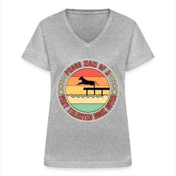 Dock Diving Mutter Mom - Women's V-neck T-shirt - sports grey - Front - Lela (165cm)