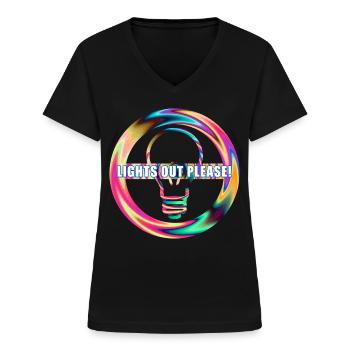 Éteignez la lumière de la lampe - T-shirt col V Femme - noir - Devant - Lela (165cm)