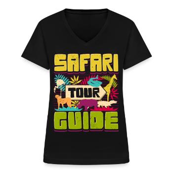 Safari Tour Guide - Frauen-T-Shirt mit V-Ausschnitt - Schwarz - Vorne - Lela (165cm)