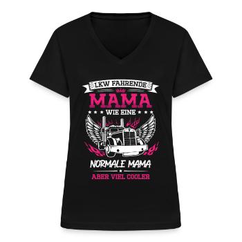 Truckerin Frauen Truck Fernfahrer LKW Fahrer für - Frauen-T-Shirt mit V-Ausschnitt - Schwarz - Vorne - Lela (165cm)