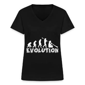 Schweizer Musiker Evolution Alphorn Musikinstrumen - Frauen-T-Shirt mit V-Ausschnitt - Schwarz - Vorne - Lela (165cm)