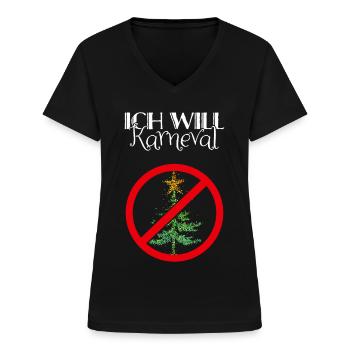 Karneval Konfetti Anti Christmas Weihnachtsmuffel - Frauen-T-Shirt mit V-Ausschnitt - Schwarz - Vorne - Lela (165cm)