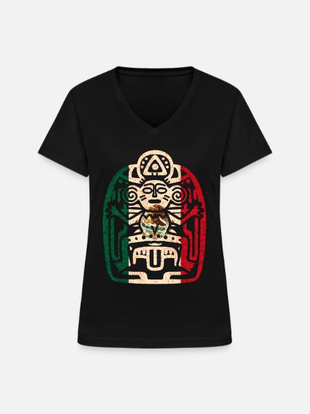 Azteken Mexico - Frauen-T-Shirt mit V-Ausschnitt - Schwarz