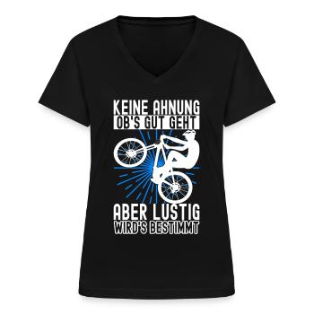 Fahrrad Fahrradfahrer - Frauen-T-Shirt mit V-Ausschnitt - Schwarz - Vorne - Lela (165cm)