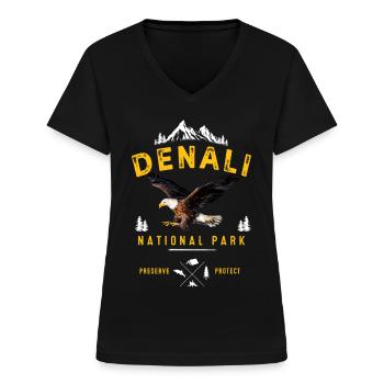 Alaska - Frauen-T-Shirt mit V-Ausschnitt - Schwarz - Vorne - Lela (165cm)
