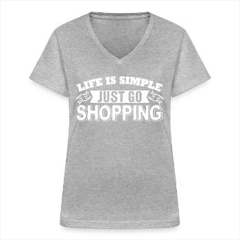 Go Shopping - Women's V-neck T-shirt - sports grey - Front - Lela (165cm)