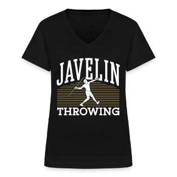 Speerwerfen Speerwerfer Speer Speerwurf - Frauen-T-Shirt mit V-Ausschnitt - Schwarz - Vorne - Lela (165cm)