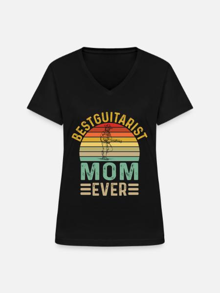 BEST GUITARIST MOM EVER - Frauen-T-Shirt mit V-Ausschnitt - Schwarz