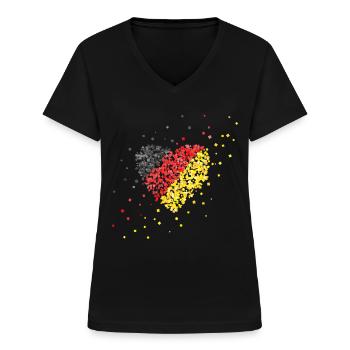 Deutschlandflagge Deutschlandfahne Deutschlandfan - Frauen-T-Shirt mit V-Ausschnitt - Schwarz - Vorne - Lela (165cm)