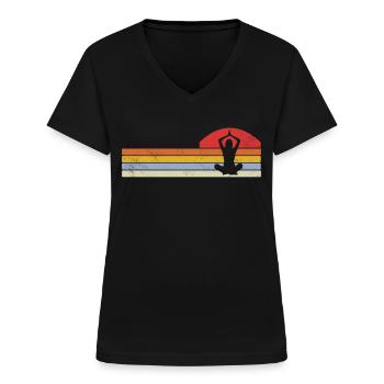 Yoga - Frauen-T-Shirt mit V-Ausschnitt - Schwarz - Vorne - Lela (165cm)