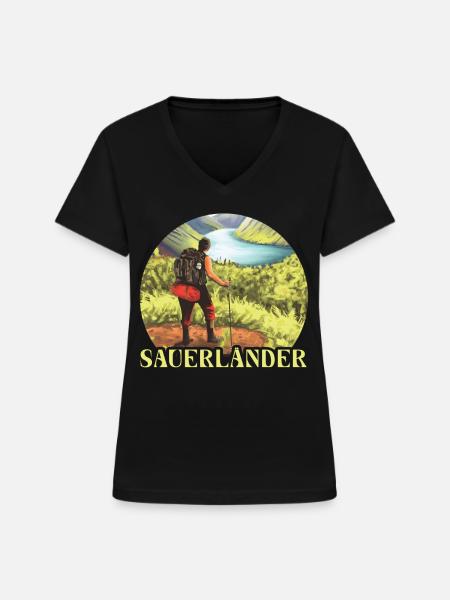 Sauerländer Sauerland Heimat - Frauen-T-Shirt mit V-Ausschnitt - Schwarz