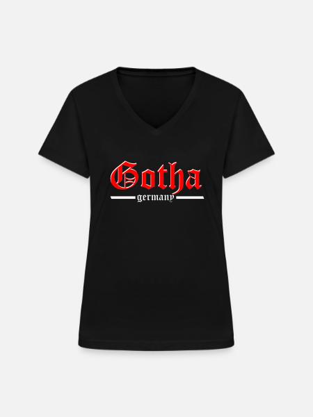 gotha germany altdeutsche Schrift - Frauen-T-Shirt mit V-Ausschnitt - Schwarz
