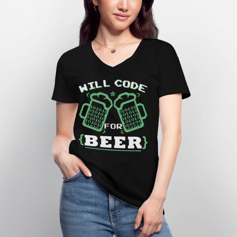 Lustige Programmierung Coder Programmierer Coder Codierung Frauen-T-Shirt mit V-Ausschnitt