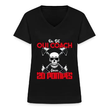 Citation entraineur humour. on dit oui coach.Coach - T-shirt col V Femme - noir - Devant - Lela (165cm)