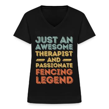Therapeut Fechten retro - Frauen-T-Shirt mit V-Ausschnitt - Schwarz - Vorne - Lela (165cm)