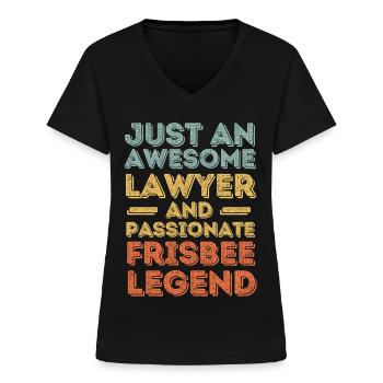 Lawyer Frisbee retro - Women's V-neck T-shirt - black - Front - Lela (165cm)