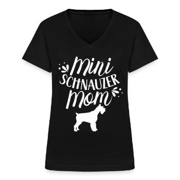 Zwergschnauzer Mama Mädchen Schnauzers Hund - Frauen-T-Shirt mit V-Ausschnitt - Schwarz - Vorne - Lela (165cm)