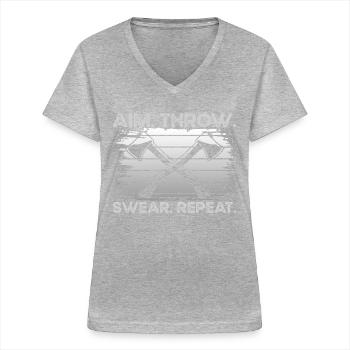 Aim Throw Swear Repeat - Women's V-neck T-shirt - sports grey - Front - Lela (165cm)