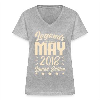 Born May 2018 Birthday gift 2018. - Women's V-neck T-shirt - sports grey - Front - Lela (165cm)