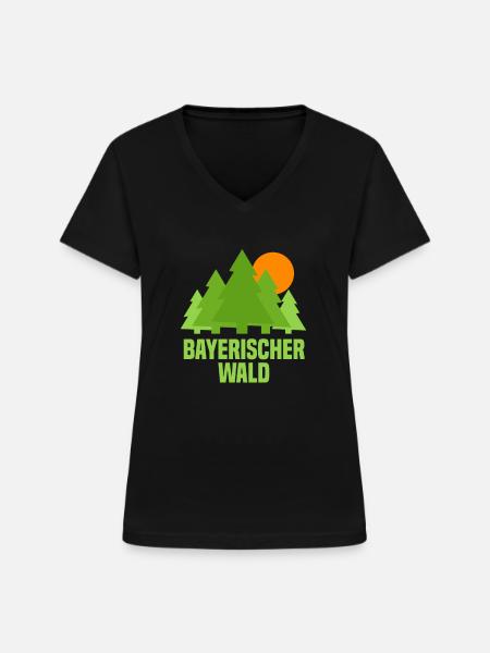 Bayrischer Wald - Frauen-T-Shirt mit V-Ausschnitt - Schwarz