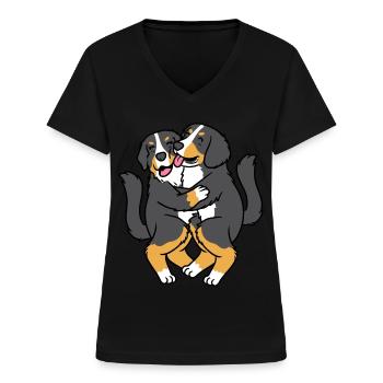 Bernese Mountain Dog Dog Bouvier Bernois Lovers - T-shirt col V Femme - noir - Devant - Lela (165cm)