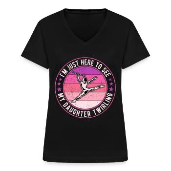 Baton Twirling Rod Turning Baton Maman - T-shirt col V Femme - noir - Devant - Lela (165cm)
