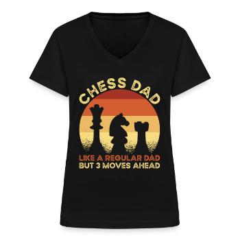Chess Dad Schachspieler - Frauen-T-Shirt mit V-Ausschnitt - Schwarz - Vorne - Lela (165cm)