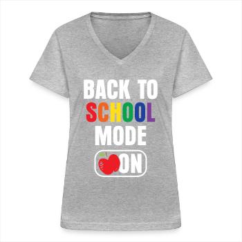 Mode de retour à l’école A École des enseignants de la rentrée scolaire - T-shirt col V Femme - gris chiné - Devant - Lela (165cm)