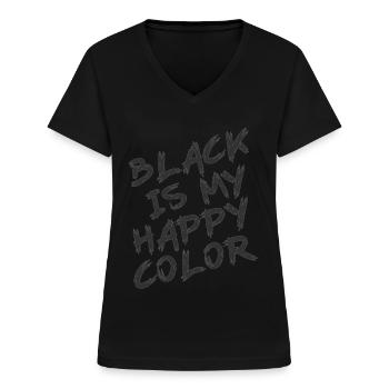 Lieblingsfarbe schwarz Gruftie - Frauen-T-Shirt mit V-Ausschnitt - Schwarz - Vorne - Lela (165cm)