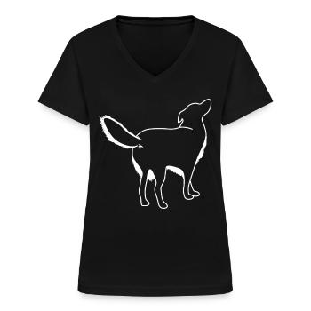 Hund von hinten Hunde - Frauen-T-Shirt mit V-Ausschnitt - Schwarz - Vorne - Lela (165cm)