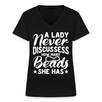 Beaded Beadwork Jeweller Jewellery Maker - Women's V-neck T-shirt - black - Front - Lela (165cm)