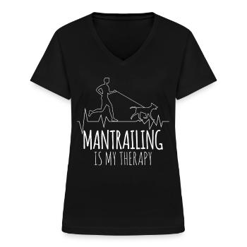 Mantrailing Therapy Mantrailer Hunde - Frauen-T-Shirt mit V-Ausschnitt - Schwarz - Vorne - Lela (165cm)