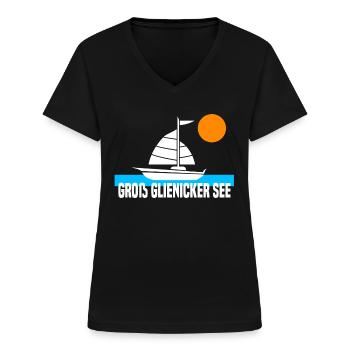 Groß Glienicker See - Frauen-T-Shirt mit V-Ausschnitt - Schwarz - Vorne - Lela (165cm)