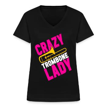 Posaune Trombone - T-shirt col V Femme - noir - Devant - Lela (165cm)