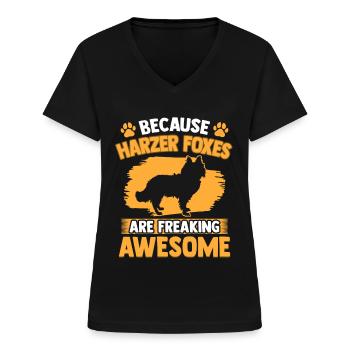 Harzer Fuchs ist fantastisch Hütefuchs - Frauen-T-Shirt mit V-Ausschnitt - Schwarz - Vorne - Lela (165cm)