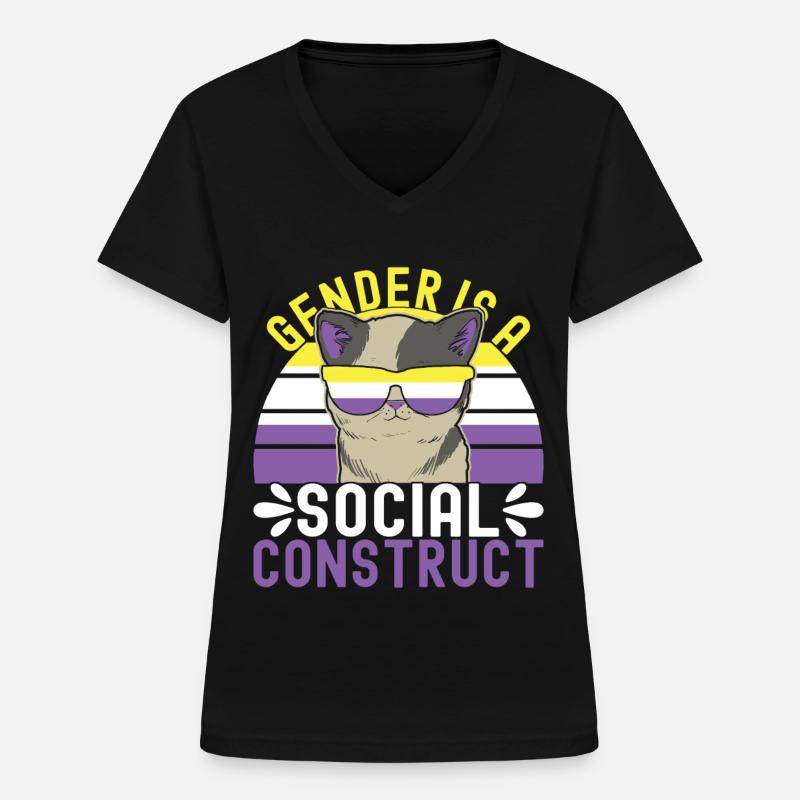 Non Binary Pride Genderqueer - Frauen-T-Shirt mit V-Ausschnitt - Schwarz