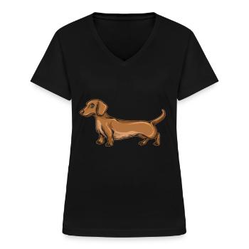 Dachshund Geschenk Dixie Wiener Doxie Dackel - Frauen-T-Shirt mit V-Ausschnitt - Schwarz - Vorne - Lela (165cm)