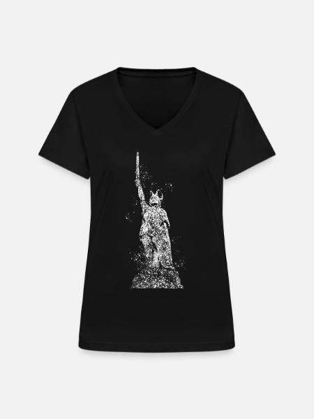 Hermannsdenkmal Arminius - Frauen-T-Shirt mit V-Ausschnitt - Schwarz